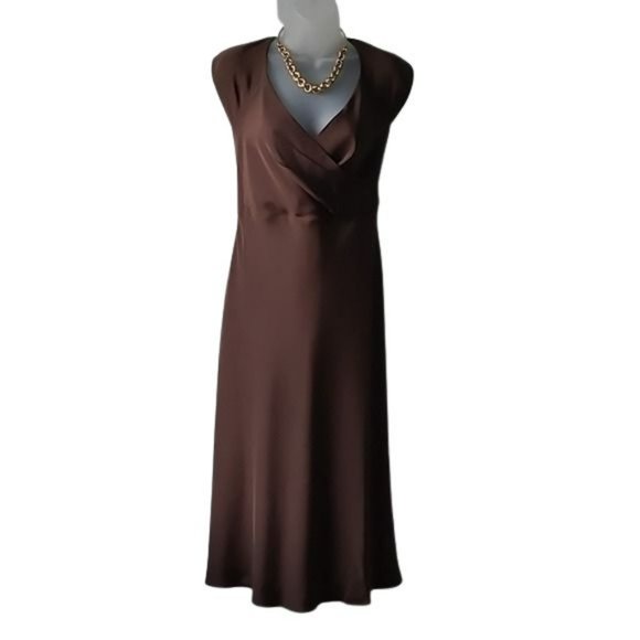 JCREW Silk Evening Dress | Coffee Brown| NWOT | Size 14 - Picture 2 of 8